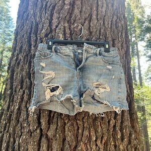Old Navy High Rise Distressed Jean Shorts Secret-Slim Pockets